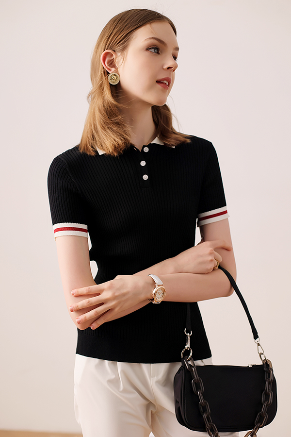 knitted short sleeve polo shirt